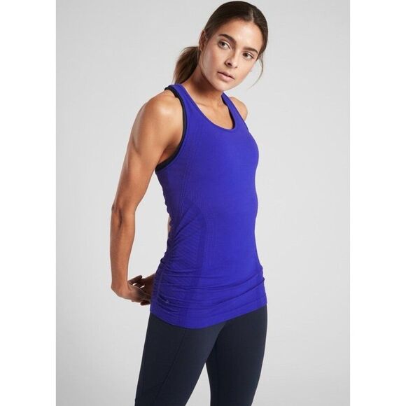 Athleta Speed Light Tank Solid Royal Purple Ruched Medium - Picture 1 of 4